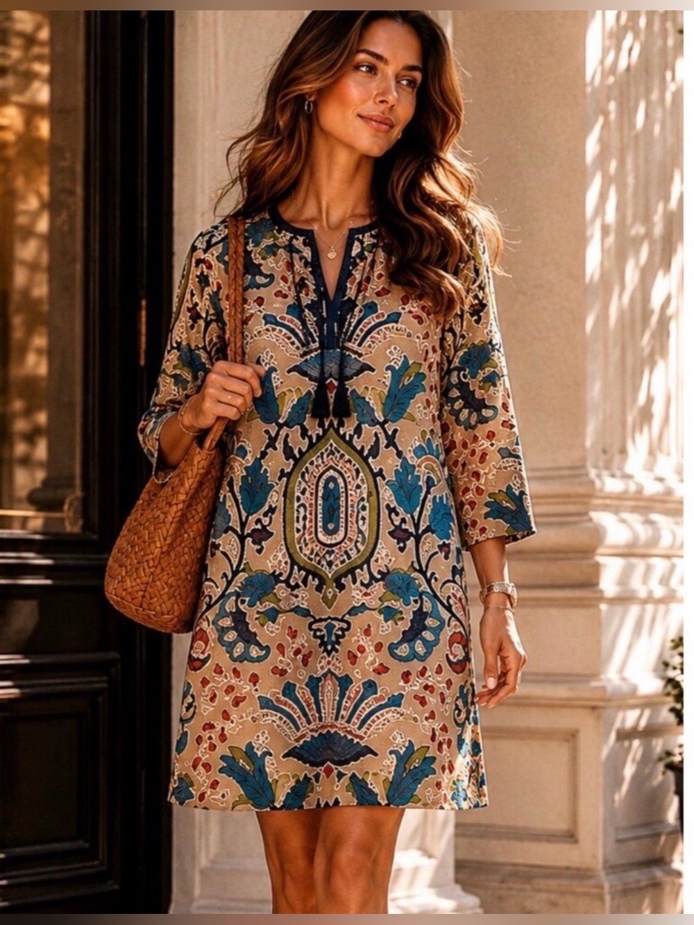 Feathers by Tolani Dress Womens Small S Velvet Burnout Tunic Paisley Lace Small